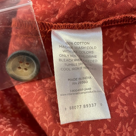 NWT dip In Bloom 3/4 Sleeve Floral V-Neck Button Down Shirt Size Large - Picture 8 of 8